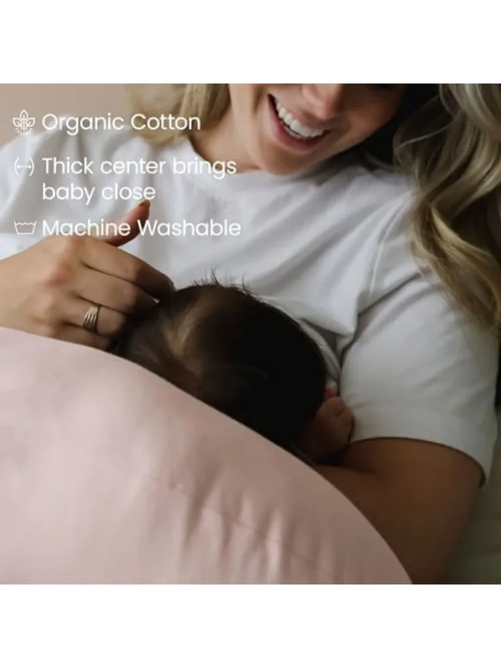 Organic Baby Nursing Pillow for Breastfeeding & Support - Soft Petal Design